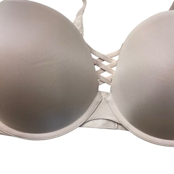 Torrid XO Plunge Push-Up Bra Nude 360 Back Smoothing Underwire Criss Cross 40DD - Picture 3 of 6